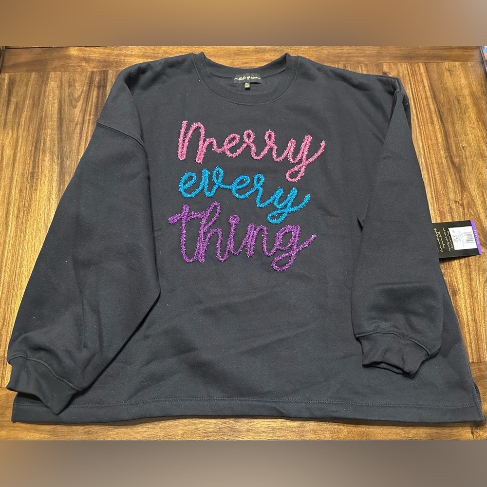 NEW STATE OF MINE WOMEN’S CREW NECK RELAXED SWEATSHIRT- MERRY EVERY THING XXL